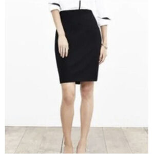 Banana Republic Wool Black Stretch Petite Career Straight Pencil Skirt Size 0P